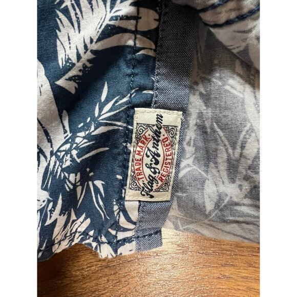Flag & Anthem Men's Size Med Front Pocket Leaf Pattern Hawaiian Cotton Shirt - Picture 4 of 10